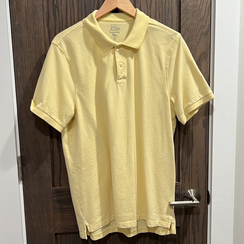 EUC J.Crew Large Tall Classic Fit Polo, Light Yellow
